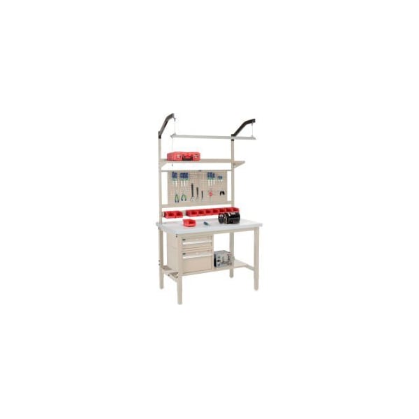 Global Equipment 48"W x 36"D Production Workbench - Laminate Square Edge Complete Bench - Tan 319309TN - main